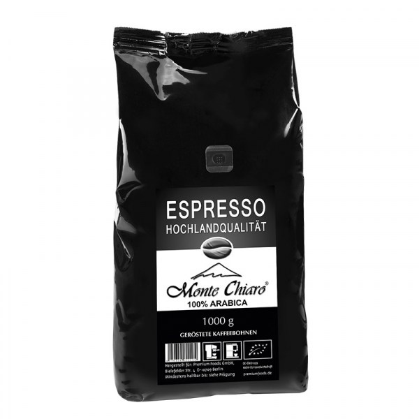 Monte Chiaro - Bio Espresso, Bohnen, 1 x 1000 g Beutel