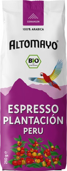 Bio Plantagen Espresso, gemahlen, 1 x 250 g Beutel