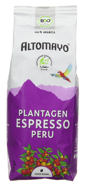 Bio Plantagen Espresso, Bohnen, 1 x 250 g Beutel